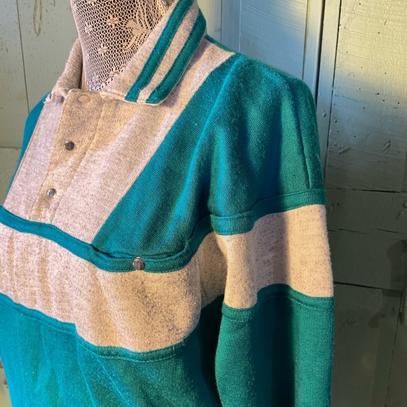 Vintage Blue and Gray Quarter Zip Sweater - Picture 5 of 7